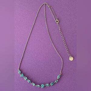 Bomb Party Aqua Blue Cubic Zirconia with Rhodium Plating Necklace